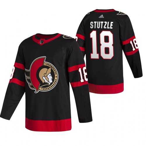 Mens Ottawa Senators #18 Tim Stutzle 2021 Black Stitched NHL Home Jersey Dzhi